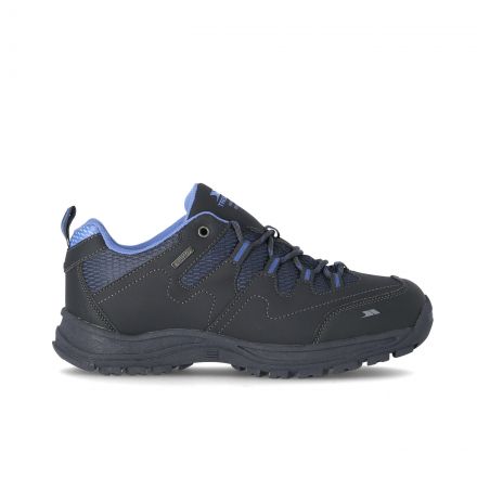Mitzi Women's Waterproof Walking Shoes in Grey, Angled view of footwear