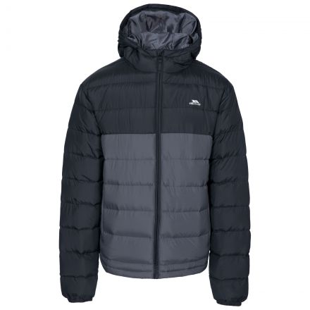 Oskar Men's Padded Water Resistant Jacket in Black, Front view on mannequin
