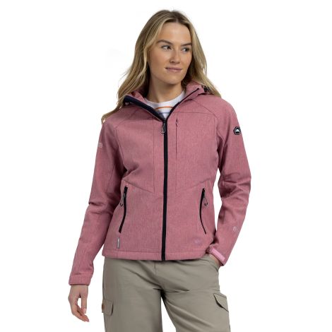 Womens Softshell Jacket Fryatt in Light Mulberry Marl, Back view on mannequin