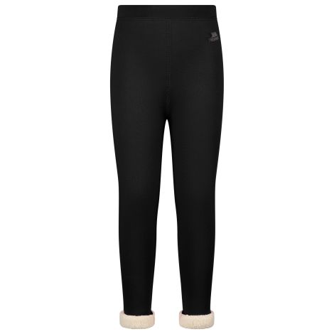 Kids' Sherpa Lined Leggings AT200 Fuzzy in BLACK, Front view on mannequin