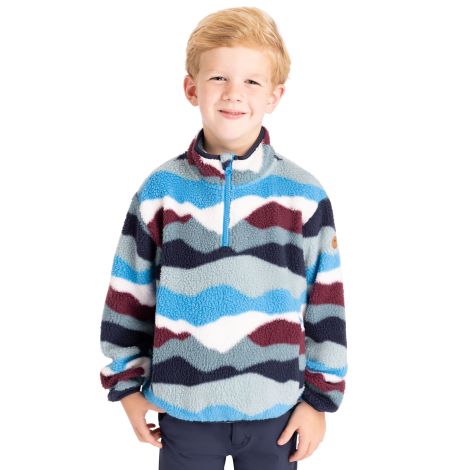 Kids Half Zip Fleece Ovie in Cobalt Mountain Print
