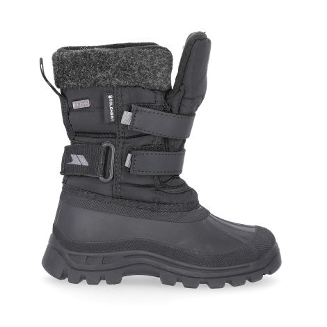 Strachan II Kids' Waterproof Snow Boots in Black, Outside view of footwear