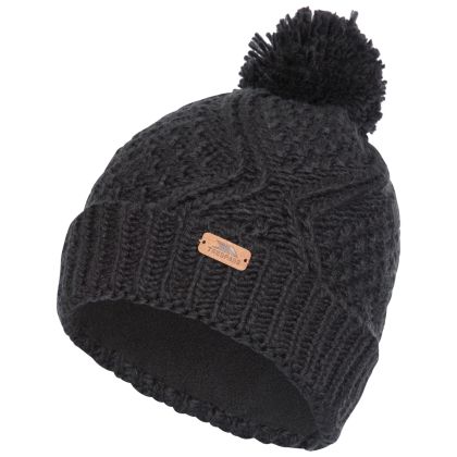 Zyra Adults Knitted Beanie and Slouch Hat in Black, Hat at angled view