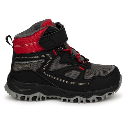 Kids Walking Boots Adair in BLACK_RED, Angled view of footwear