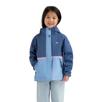 Girls Waterproof Jacket  Allora in Bluetone, Back view on model