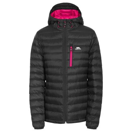 Trespass Womens Hooded Down Packaway Jacket in Black Arabel