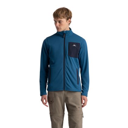 Mens Full Zip Fleece At200  Arranfore In Black _ Navy Blue, Front view on mannequin