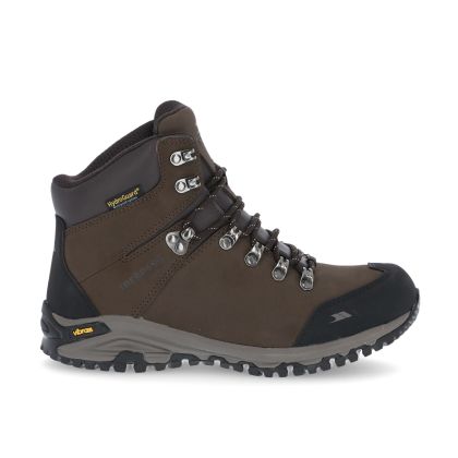 Baylin Women's Waterproof Vibram Walking Boots in Brown, Angled view of footwear