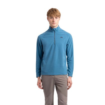 Trespass Men's 1/2 Zip Microfleece in Bondi Blue Blackford, Front view on mannequin