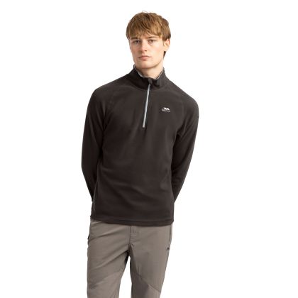 Blackford Men's 1/2 Zip Microfleece in Black, Front view on mannequin