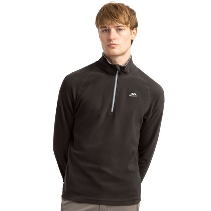 Blackford Men's 1/2 Zip Microfleece in Black, Front view on mannequin