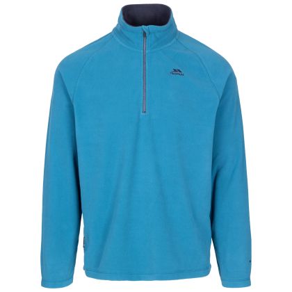 Trespass Men's 1/2 Zip Microfleece in Bondi Blue Blackford, Front view on mannequin