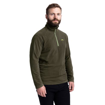 Blackford Men's 1/2 Zip Microfleece in Khaki, Front view on mannequin