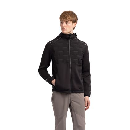 Trespass Men's Active Hybrid Jacket Bolfort in BLACK, Front view on mannequin