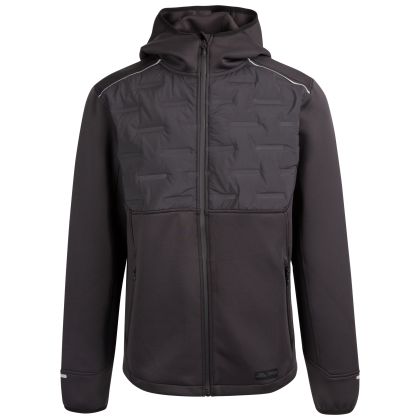 Trespass Men's Active Hybrid Jacket Bolfort in BLACK, Front view on mannequin