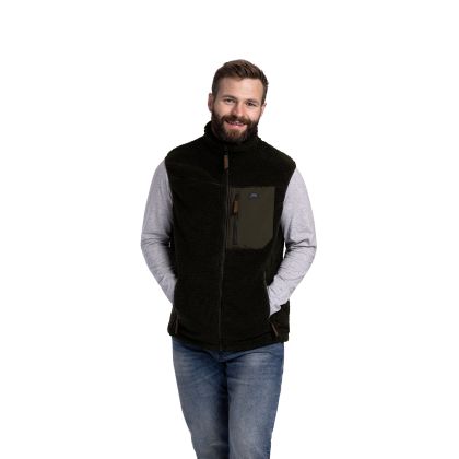 Trespass Men's Fleece Gilet AT300 Buckless in IVY, Front view on mannequin