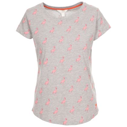 Carolyn Women's Printed T-Shirt in Grey, Front view on mannequin