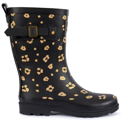 Trespass Womens Printed Welly Boot Celeste in Leopard, Front view of footwear