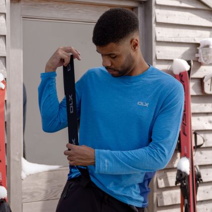 Trespass Mens DLX Antibacterial Top Charlie in Blue Marl, Front view on mannequin