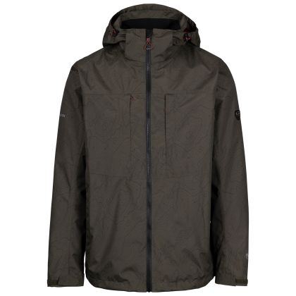 Mens Waterproof Jacket Cullahill in MOSS PRINT, Front view on mannequin