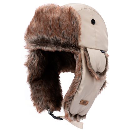 Faux Fur Winter Hat Dapper in Oatmilk, Hat at angled view