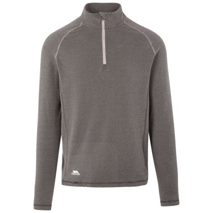 Trespass Men's Base Layer Top Del in Black/storm grey, Front view on mannequin