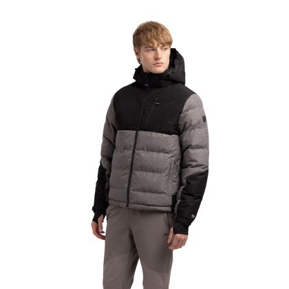 Trespass Mens Casual Padded Jacket Delabole in Grey Marl, Front view on mannequin