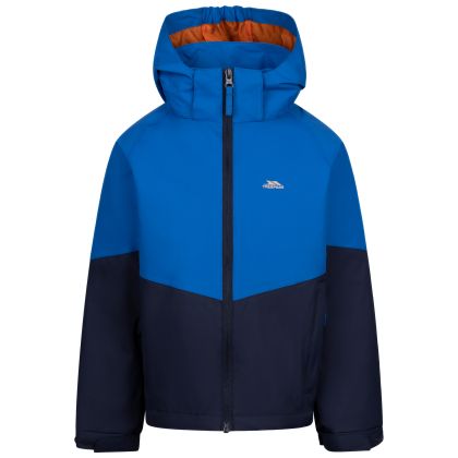 Kids Waterproof Jacket Dexterous In Blue, Front view on mannequin