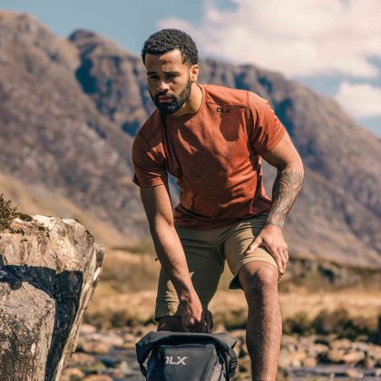 Mens DLX Antibacterial Top Doyle in Burnt Orange Marl, Front view on mannequin
