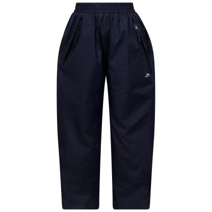 Trespass Kids Waterproof Trousers Echo in Navy, Front view on model