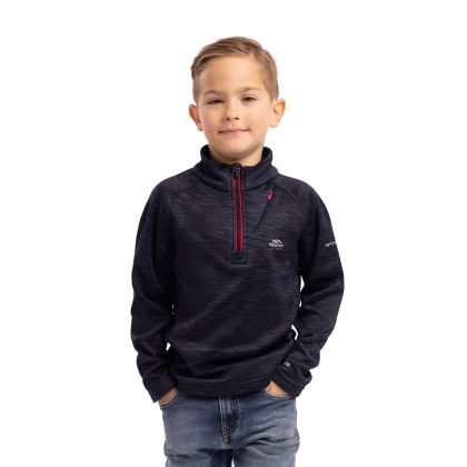 Edvin Kids' Half Zip Fleece in Navy, Front view on mannequin