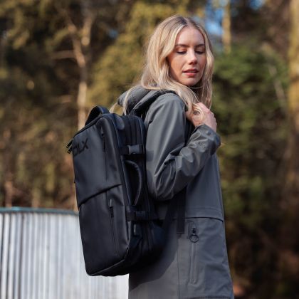 Trespass DLX Travel Rucksack Rados in Black, Front view