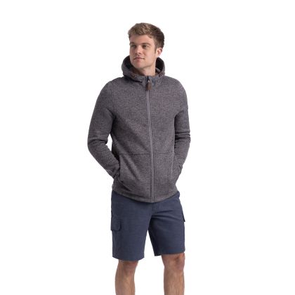 Mens Full Zip Hoodie Faddiley In Grey Marl, Front view on mannequin
