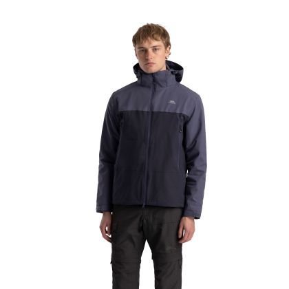 Mens Outdoor Waterproof Jacket Fahamore in Steel Blue, Front view on mannequin