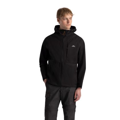 Mens Outdoor Waterproof Jacket  Ferryhill In Black, Front view on mannequin