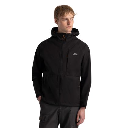 Mens Outdoor Waterproof Jacket  Ferryhill In Black, Front view on mannequin