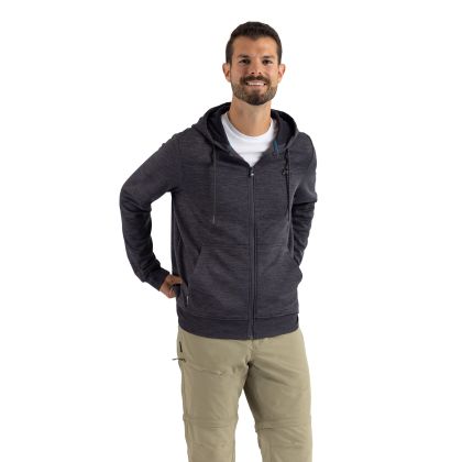 Mens Casual Hoodie Fewston In Dark Flint Marl, Front view on mannequin