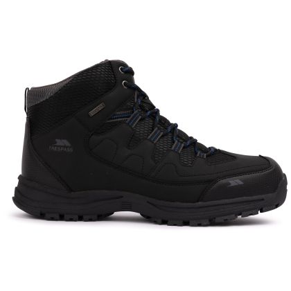 Trespass Mens Finley Mid Waterproof Hiking Boots in Black _ Blue, Inside view of footwear