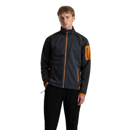 Mens Full Zip Fleece At300  Foxearth In Navy Marl, Front view on mannequin