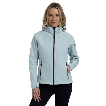Womens Softshell Jacket Fryatt In Seafoam Marl, Front view on mannequin