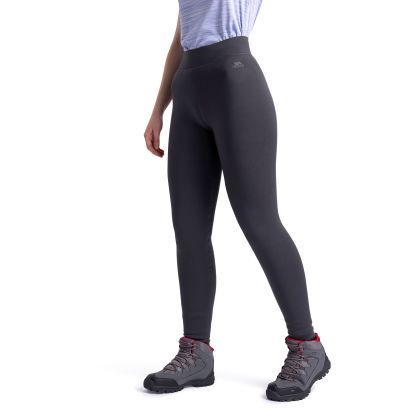 Women's Sherpa Lined Leggings Fuzzy in DARK GREY, Front view on mannequin