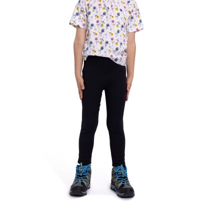 Kids' Sherpa Lined Leggings AT200 Fuzzy in BLACK, Front view on mannequin