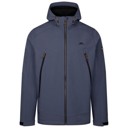 Mens Softshell Hooded Jacket  Hubbard in Bluetone, Front view on mannequin