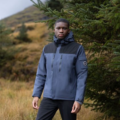 Trespass Mens DLX  Waterproof Jacket Jenkins in Flint, Front view on mannequin