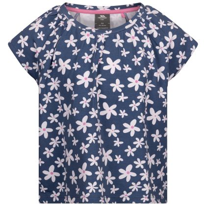 Girls Printed Top Josey in Bluetone, Front view on mannequin