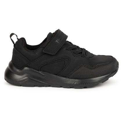 Trespass Kids Trainers Kam in Black, Front view of footwear