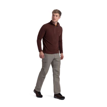 Mens 1/2 Zip Fleece Keynote In Brown, Front view on mannequin