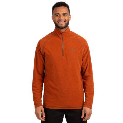 Trespass Men's 1/2 Zip Fleece Keynote in BURNT ORANGE, Front view on mannequin