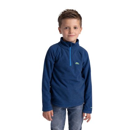Keynote Kids' Half Zip Fleece in Blue, Back view on mannequin
