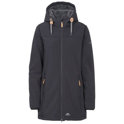 Trespass Womens Lightweight Softshell Jacket Kirsten Black, Front view on mannequin